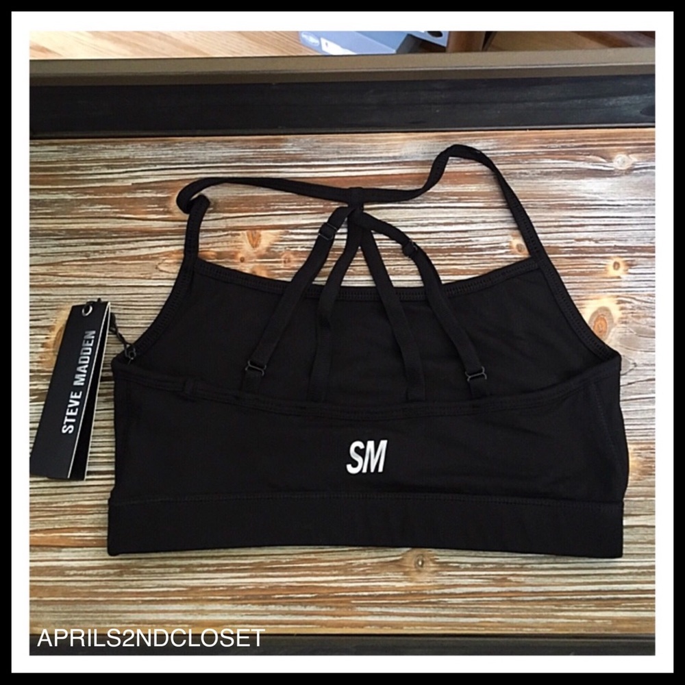 STEVE MADDEN BLACK STRAPPY CROP SPORT BRALETTE A2C - Picture 4 of 8